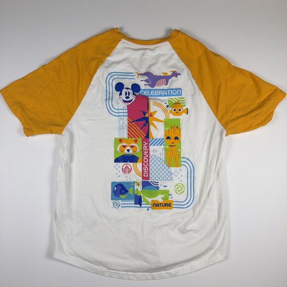 Disney Parks EPCOT Reimagined Raglan T-Shirt Large Mickey Figment Groot Nemo - Picture 2 of 14